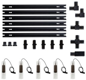 Sistema de iluminação de trilho moderno com 5 pendentes bronze escuro monofásico - Iconic Lloyd