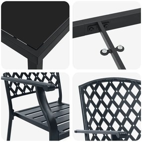 Conjunto de Jantar de Jardim de 5 Peças Anthracite em Aço
