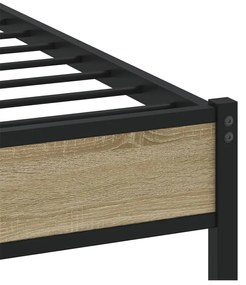 Estrutura de cama sem colchão 180x200cm metal carvalho sonoma