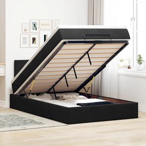 Estrutura de cama otomana com colchão 120x200 cm veludo preto