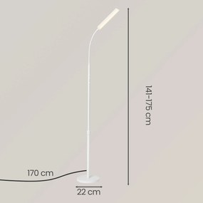 Candeeiro de pé, altura ajustável 141-175 cm branco