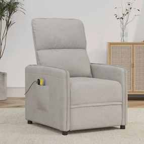 vidaXL Poltrona de massagens elétrica tecido de microfibra cinza-claro
