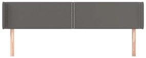 Cabeceira de cama c/ abas couro artificial 163x16x78/88cm cinza