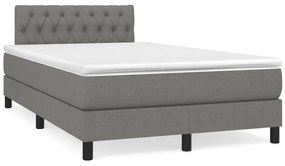 Cama box spring c/ colchão e LED 120x190 cm tecido cinza-escuro