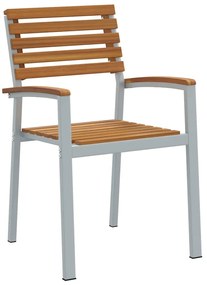 Cadeiras de Jardim 4 pcs Cinza em Madeira Sólida de Acácia e Aço