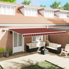 vidaXL Toldo Retrátil Manual com LED em Laranja e Marrom, 500x350 cm