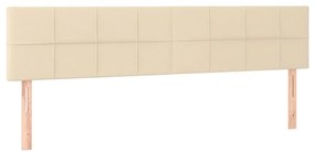 Cabeceira de cama c/ luzes LED tecido 200x5x78/88 cm cor creme