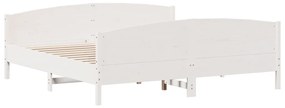 Cama sem colchão 180x200 cm madeira de pinho maciça branco