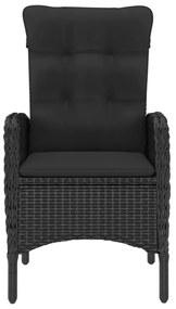 9 pcs conjunto de jantar para jardim vime PE e vidro preto