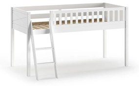 Conjunto cama Infantil SCOTT + Secretária + cómoda de 4 gavetas Branca