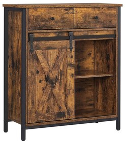 Armário de arrumação com porta deslizante estilo celeiro. | VASAGLE | 70 x 30 x 80 cm | Preto | LSC100B01.