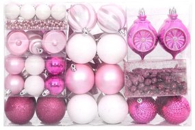 108 pcs conjunto de enfeites de Natal branco e rosa