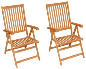 Cadeiras de jardim c/ almofadões beges 2 pcs teca maciça