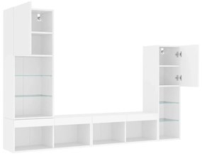4pcs móveis de parede p/ TV c/ LEDs derivados de madeira branco