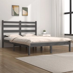 vidaXL Estrutura de cama pequena casal 120x190 cm pinho maciço cinza