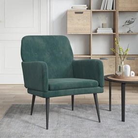 Cadeira c/ apoio de braços 62x79x79 cm veludo verde-escuro