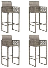 5 pcs conj. bar jardim sem almofadões vime PE/acácia cinzento