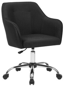 Cadeira de escritório SONGMICS, cadeira de mesa confortável, cadeira de computador com altura ajustável, 120 kg, estrutura de aço, linho sintético, respirável, escritório doméstico, escritório, preta OBG019B01
