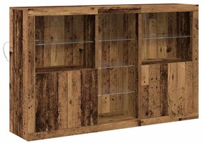 Sideboard vidaXL com Luzes LED Madeira Velha 162x37x100 cm Madeira Lam