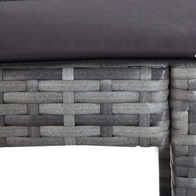 7 pcs conjunto bar para jardim c/ almofadões vime PE cinzento