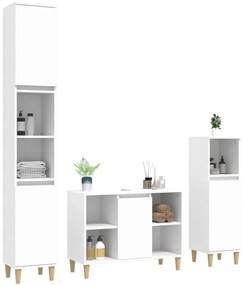 3 pcs conjunto móveis casa de banho derivados de madeira branco