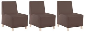 Cadeiras de Sofá 3 pcs Castanho 55 x 74 x 82 cm Couro sintético