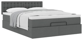 Cama otomana com colchão 140x200 cm tecido cinzento escuro