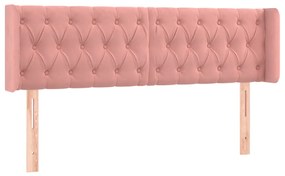 Cabeceira de cama c/ luzes LED veludo 147x16x78/88 cm rosa