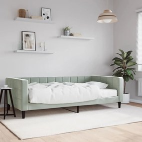 Sofá-cama com colchão 100x200 cm veludo cinzento-claro