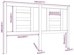 Cabeceira de cama 146x4x100 cm pinho maciço castanho mel