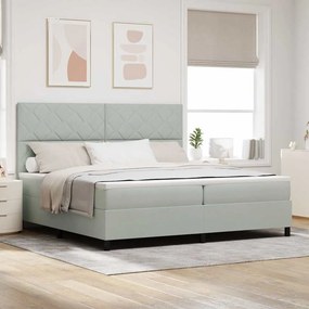 vidaXL Cama Box Spring LED Cinzento-claro 200 x 200 cm tecido