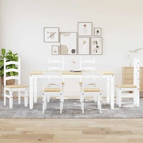 7 pcs conjunto de jantar Panama madeira pinho maciça branco