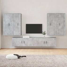 vidaXL Conjunto móveis de TV 6 pcs madeira processada cinzento cimento