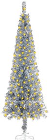 vidaXL Árvore de Natal pré-iluminada fina 150 cm prateado