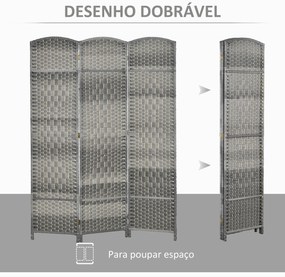 Biombo Dobrável de 3 Painéis Divisor de Ambientes 135x180 cm Ecrã de Privacidade de Polipropileno Cinza Misto