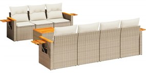 vidaXL 8 pcs conjunto de sofás p/ jardim com almofadões vime PE bege