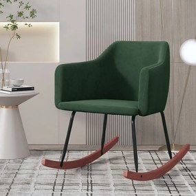 vidaXL Cadeira de baloiço veludo verde-escuro