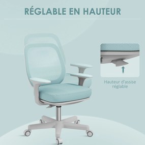 Cadeira de escritório, cadeira ergonómica de malha, altura ajustável, 55 x 48 x 82,5–94,5 cm, verde
