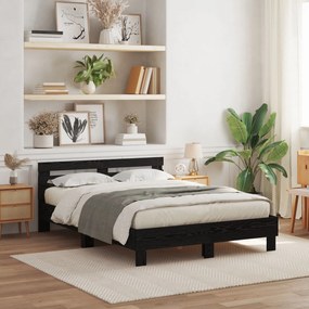 Estrutura de Cama Preta Carvalho Preto Madeira 140 x 190 cm