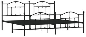 Estrutura de cama com cabeceira e pés 200x200 cm metal preto