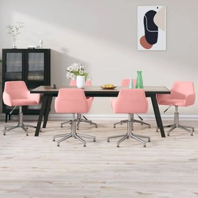 vidaXL Cadeiras de jantar giratórias 6 pcs veludo rosa
