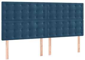 Estrutura de cama sem colchão 160x200 cm veludo azul-escuro
