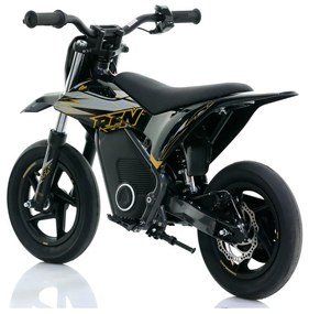 Mini moto elétrica para crianças Minicross electrica RFN Warrior SX-E250 Supermotard 250W 12/12" Até 25Km/hora cm limitador Preto/Dourado