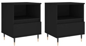 Mesas de cabeceira 2pcs 40x35x50 cm derivados de madeira preto
