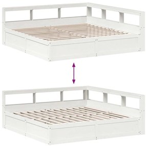 Cama com estante sem colchão 180x200 cm pinho maciço branco
