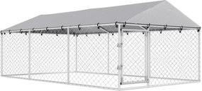 PawHut Recinto para Cães de Exterior com Rede Galvanizada e Fechadura, em Aço e Tecido Oxford, 4x2.3x1.5 m, Prateado | Aosom Portugal