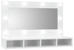 Toucador Natalie de Parede com Luzes LED - Branco Brilhante - Design M