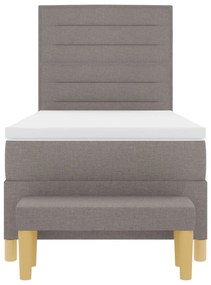 Cama Box com Colchão e Banco Taupe 100x200 cm Tecido