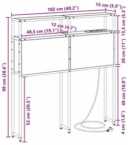 Cabeceira de armazenamento com cabeceira Carvalho Sonoma 100 cm