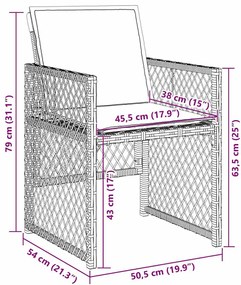 Conjunto de Jantar de Jardim vidaXL 5 Peças com Almofadas Castanho Vim